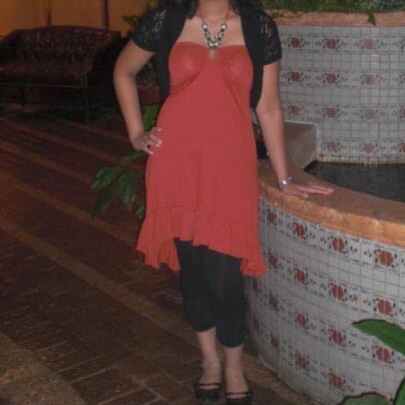 Strapless HighLow Short Dress - Dark Orange - Picture 3 of 3